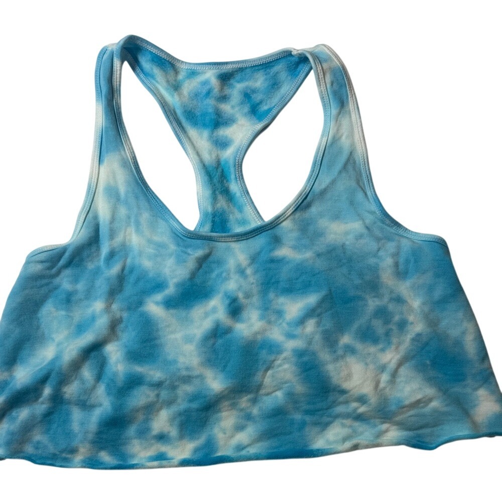 Blue Tie-Dye Racerback Crop Tank Top‎